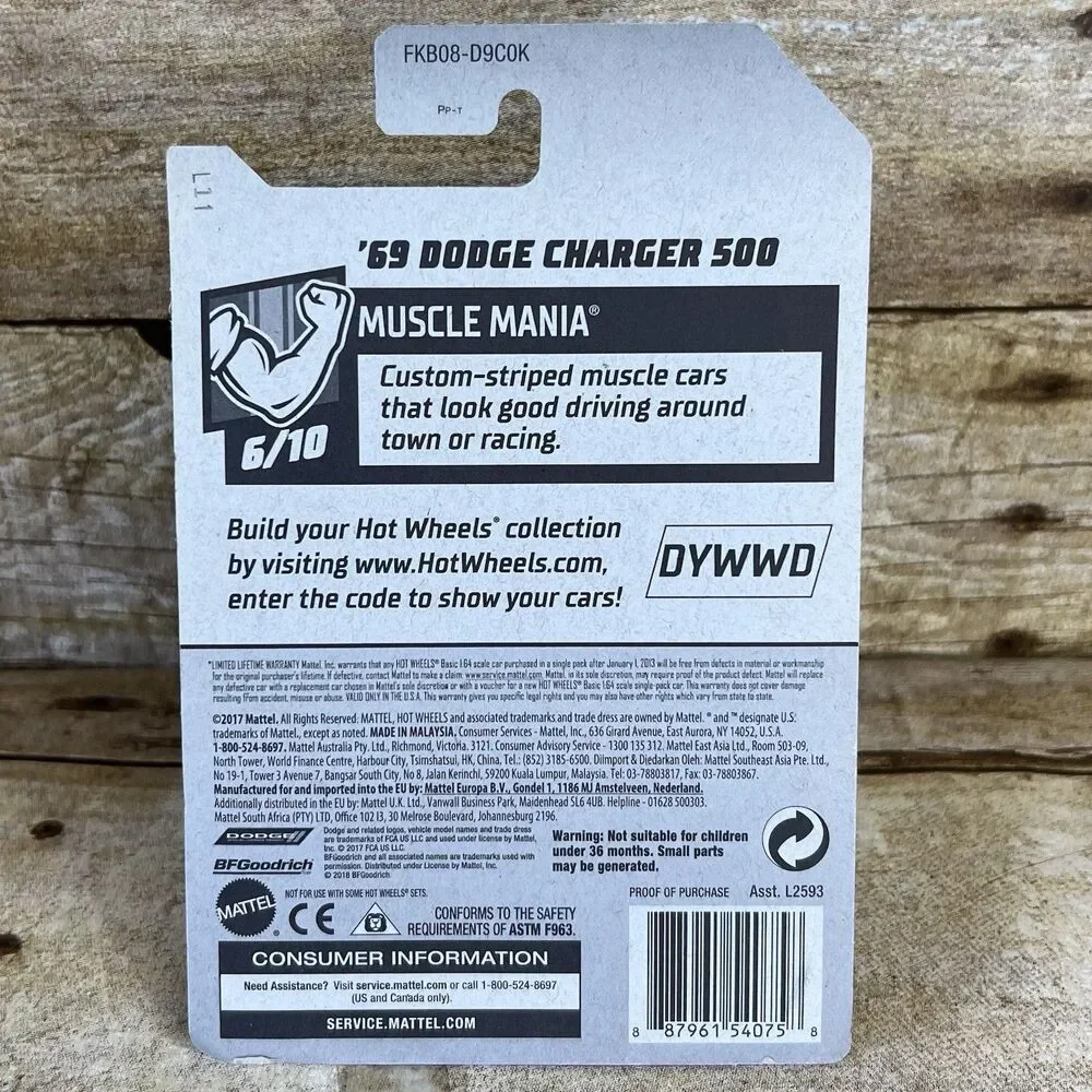 Hot Wheels 50th Anniversary 69 Dodge Charger 500 Blue Muscle Mania 215/365 FKB08